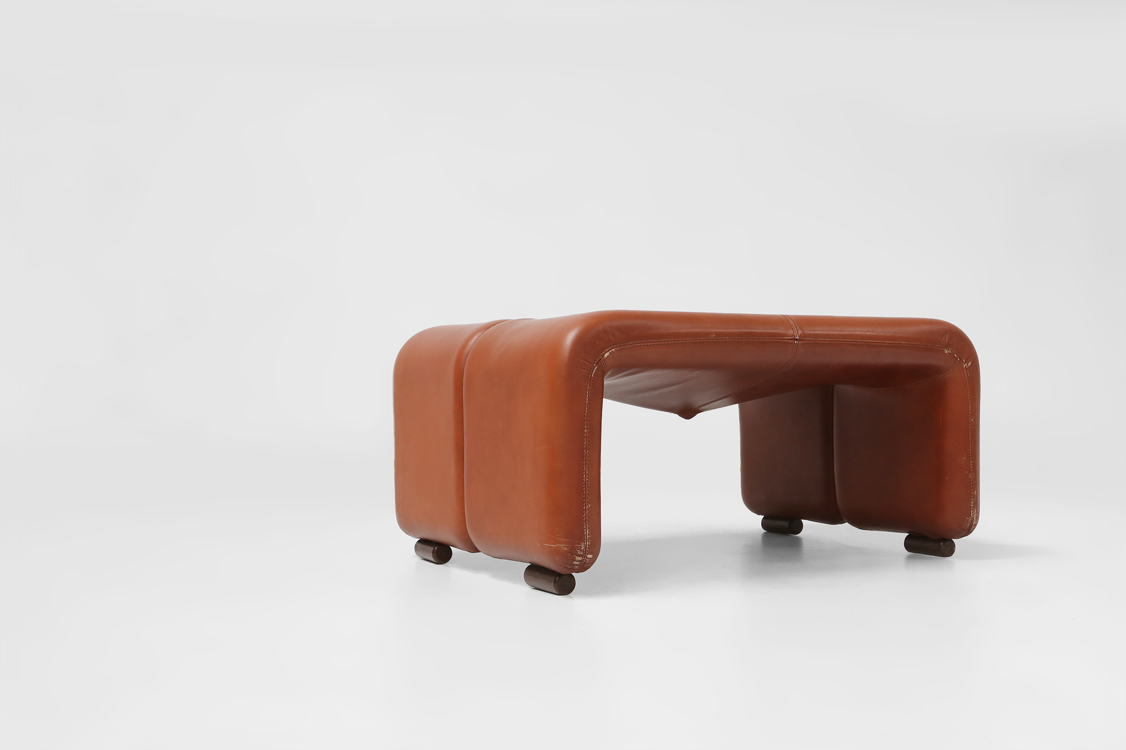 Brown leather Ottoman Coronado by Tobia Scarpa for B&B Italia, Italy ca. 1960thumbnail